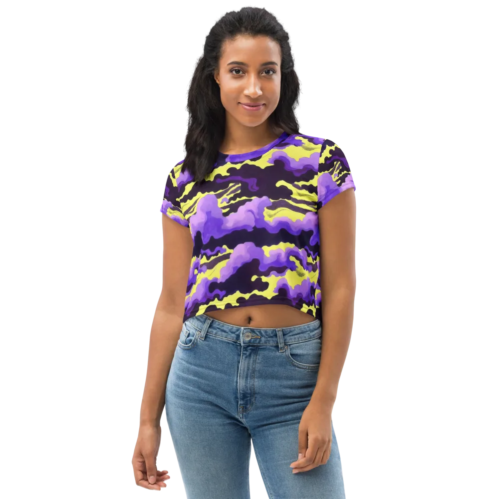 Night Bloom Current on Crop Tee — Front