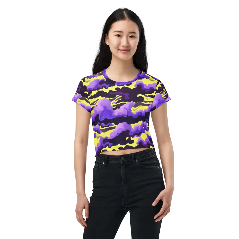 Night Bloom Current on Crop Tee — Front