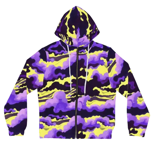 Night Bloom Current on a Women's Full-Zip Hoodie