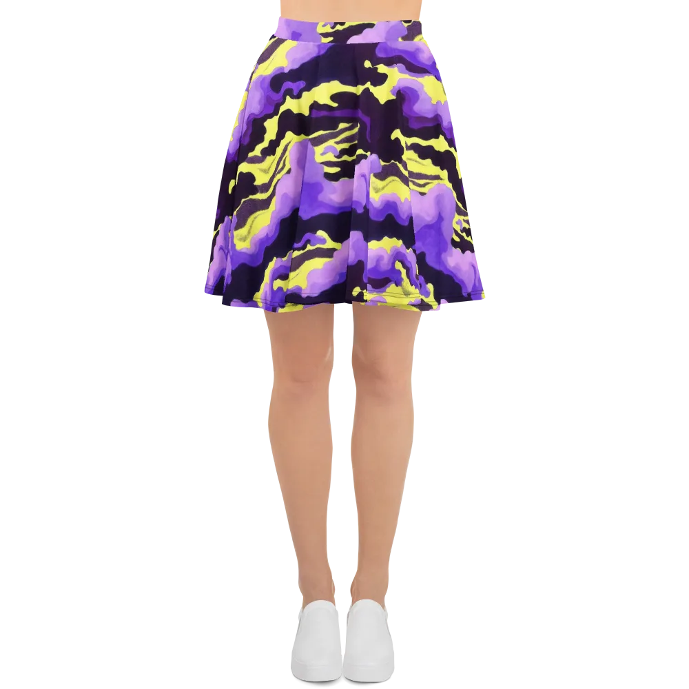 Night Bloom Current on Skater Skirt — Front