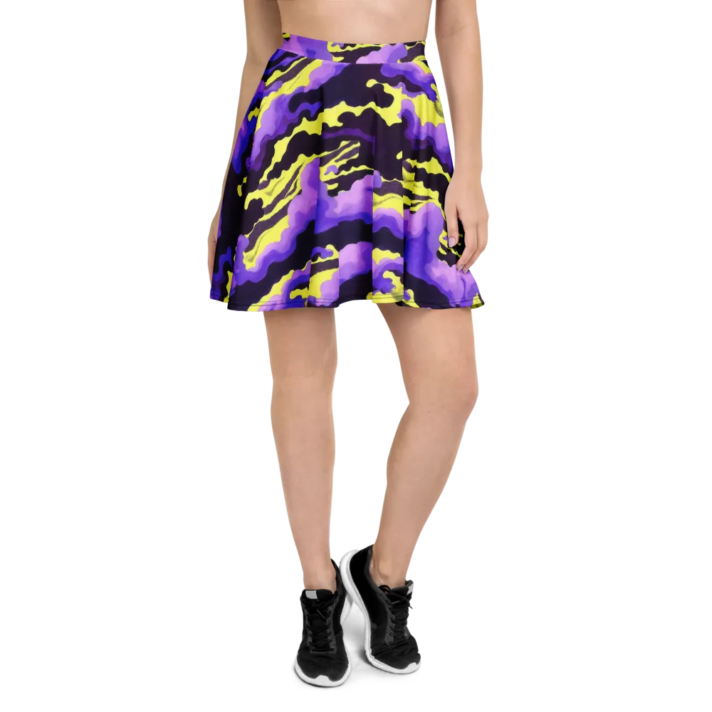 Night Bloom Current on Skater Skirt — Front