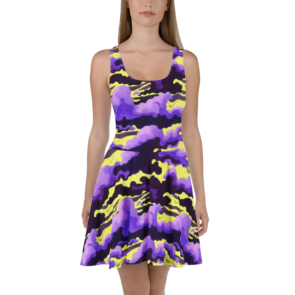 Night Bloom Current on Skater Dress — Front