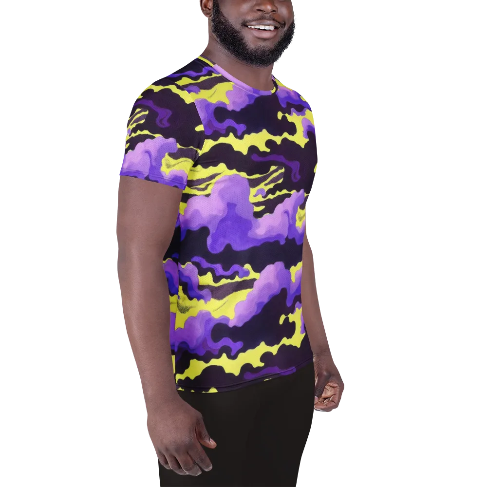 Night Bloom Current on Men's Athletic T-Shirt — Right