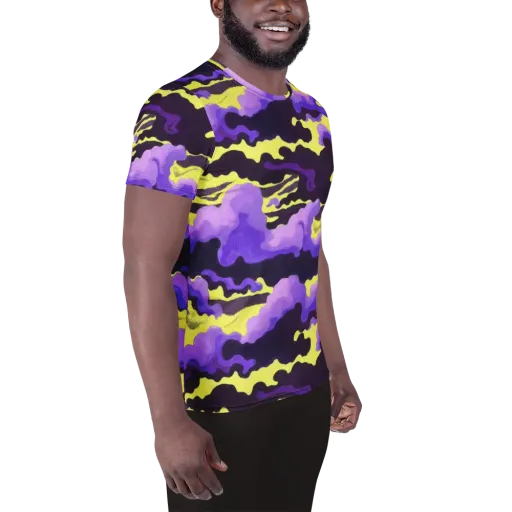 Night Bloom Current on a Men's Athletic T-Shirt