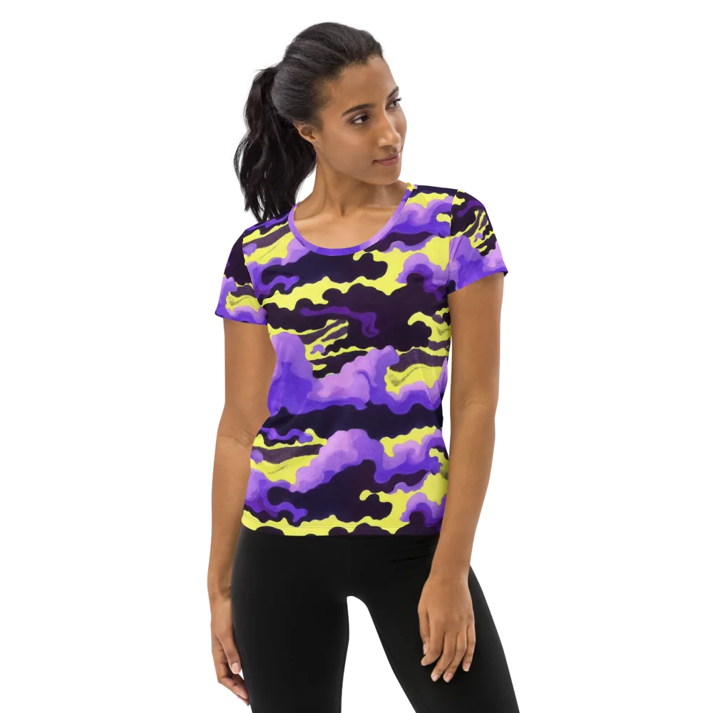 Night Bloom Current on Women's Athletic T-Shirt — Front