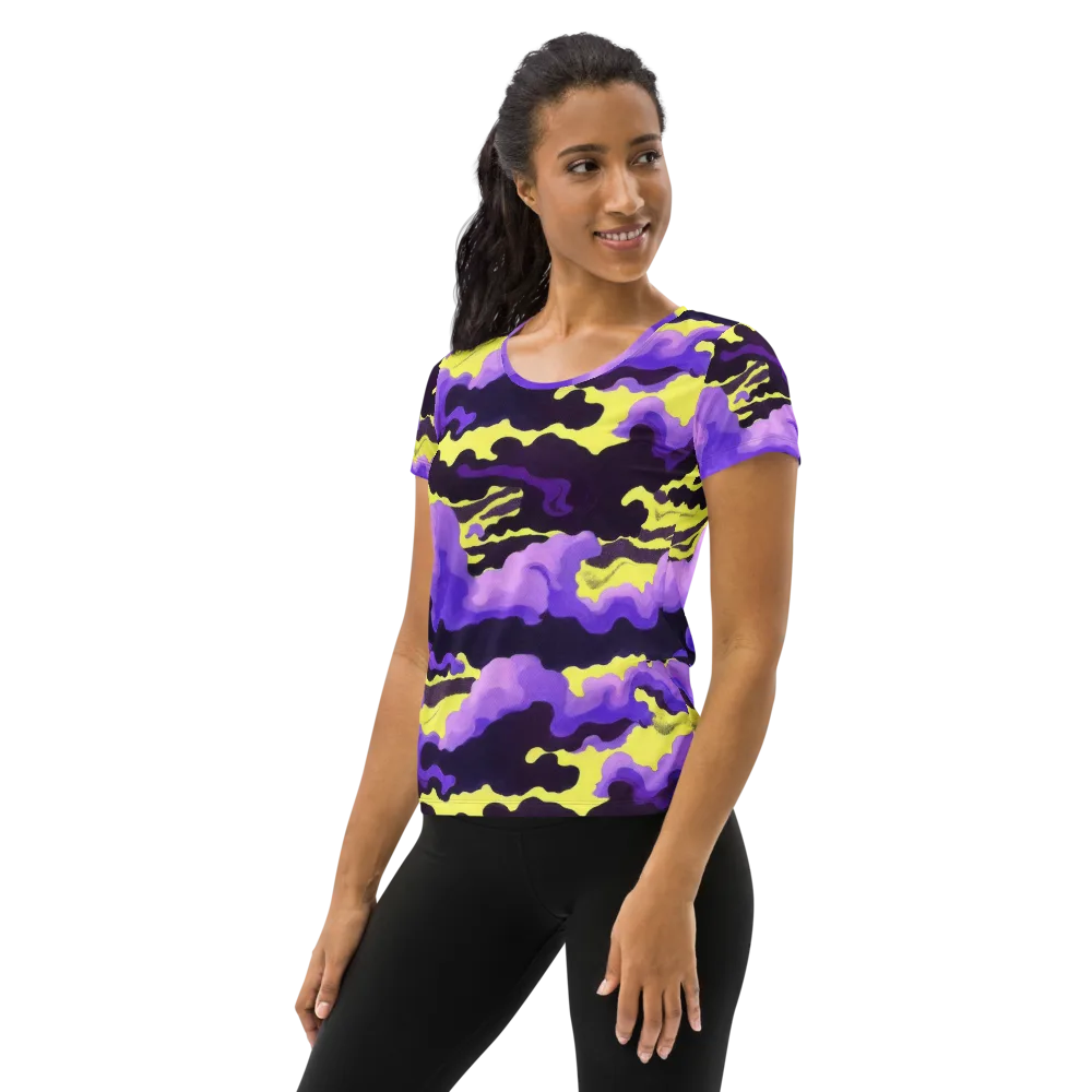 Night Bloom Current on Women's Athletic T-Shirt — Left