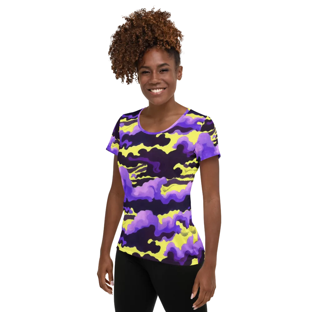 Night Bloom Current on Women's Athletic T-Shirt — Left