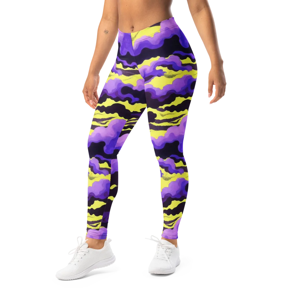 Night Bloom Current on Leggings — Left Front