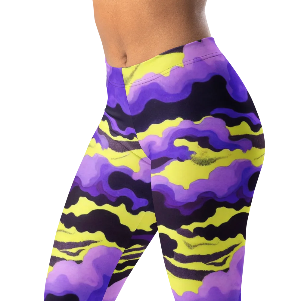 Night Bloom Current on Leggings — Left Front