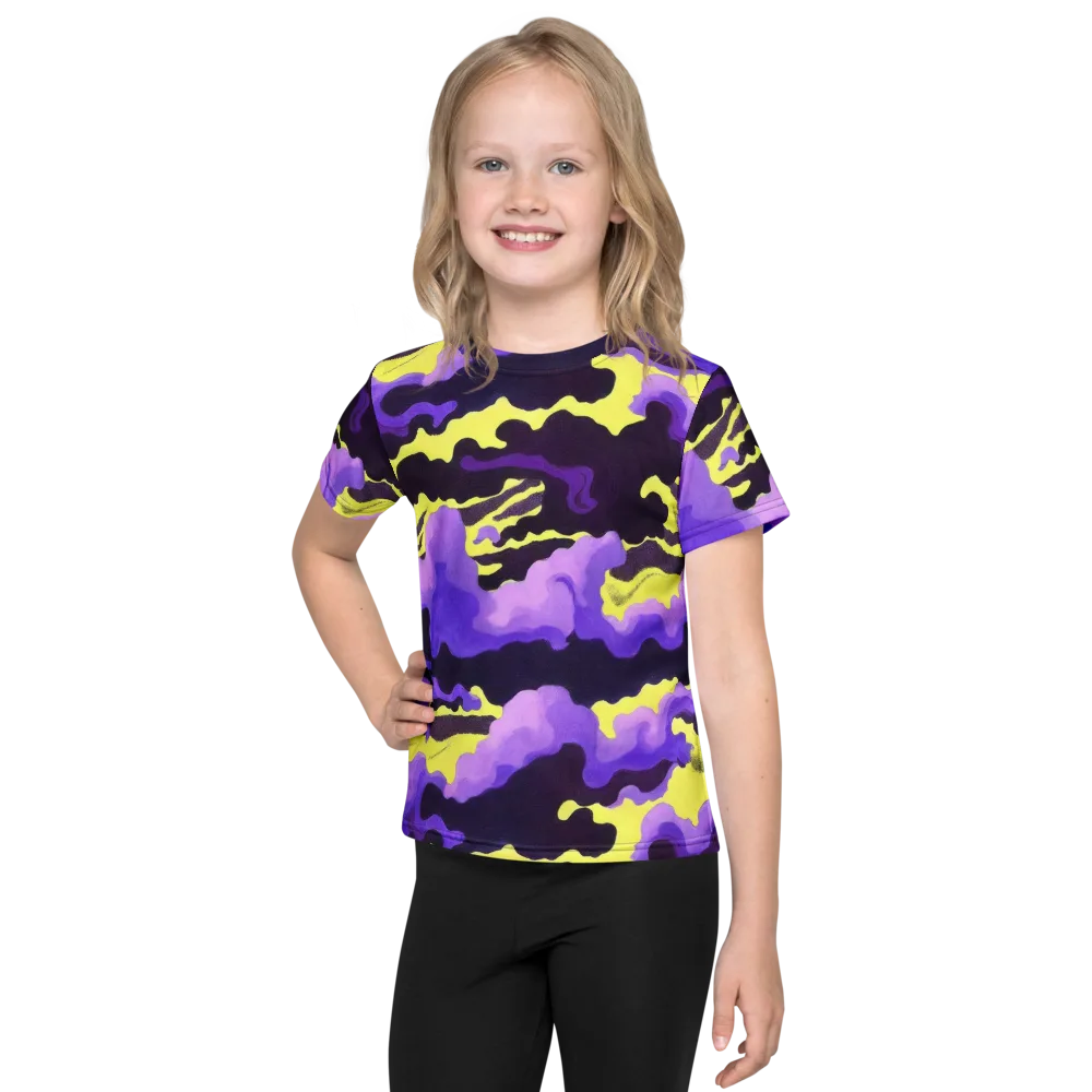 Night Bloom Current on Kids Crew Neck T-Shirt — Front
