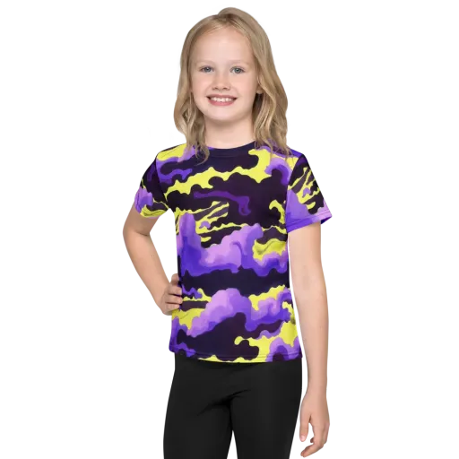Night Bloom Current on a Kids Crew Neck T-Shirt