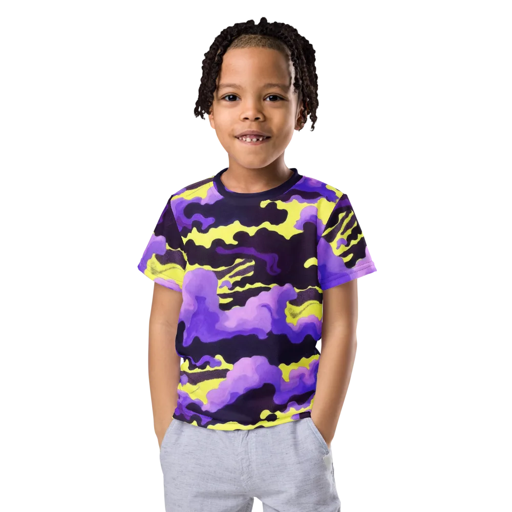 Night Bloom Current on Kids Crew Neck T-Shirt — Front