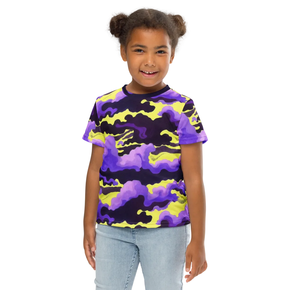 Night Bloom Current on Kids Crew Neck T-Shirt — Front