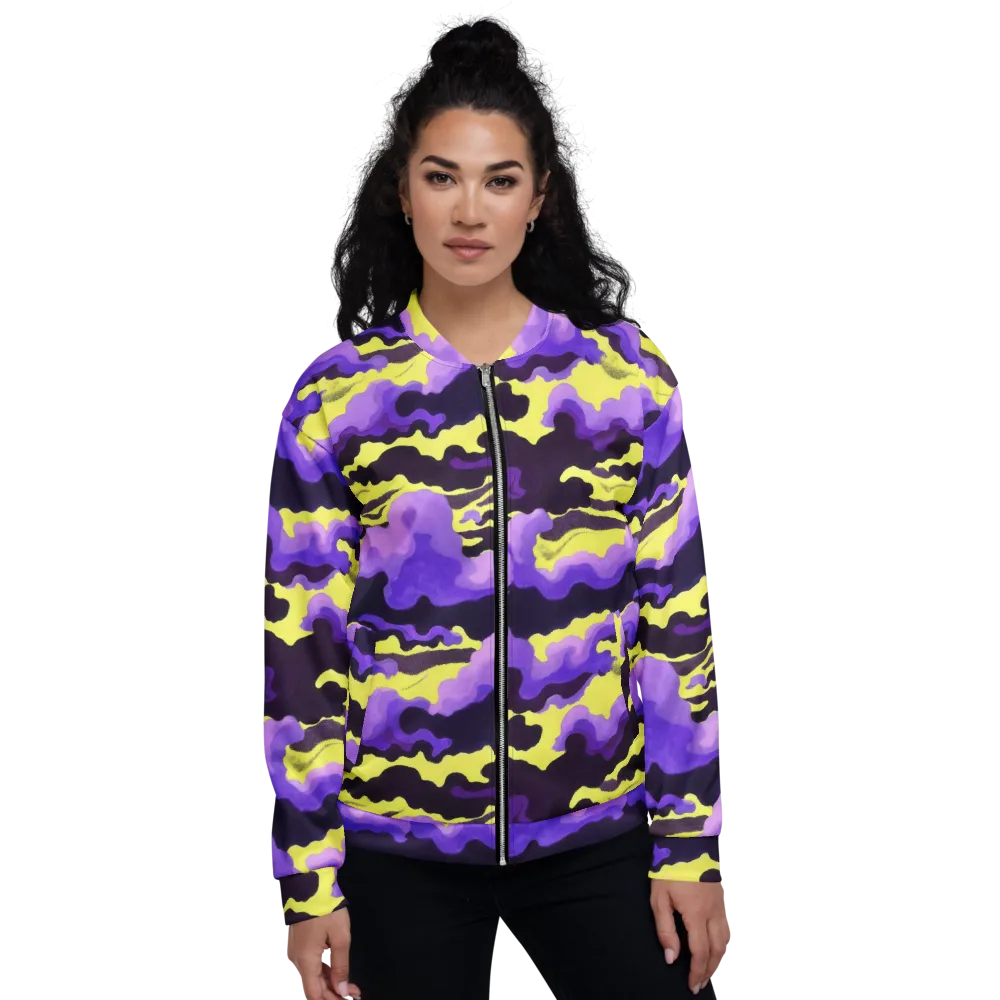 Night Bloom Current on Bomber Jacket — Front