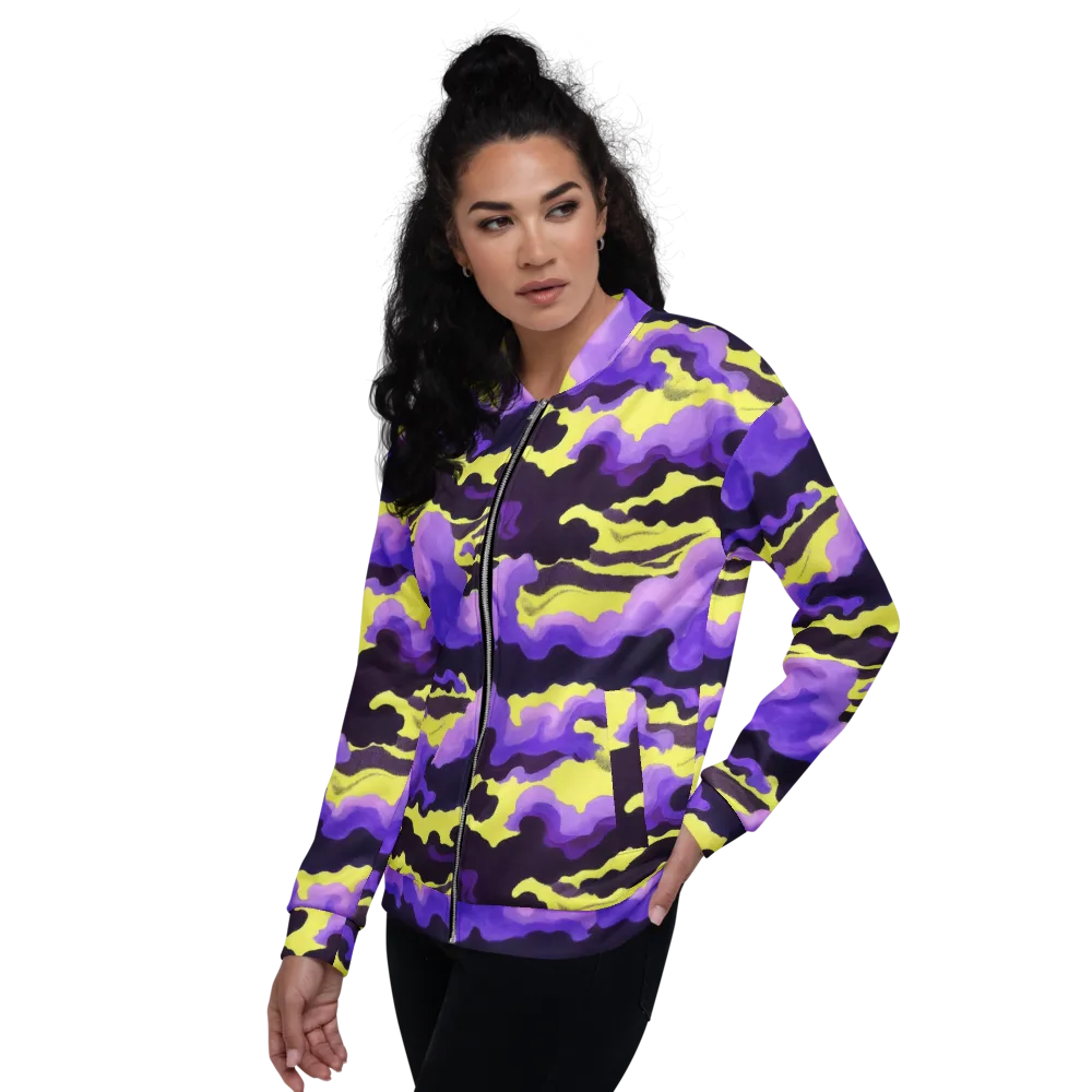 Night Bloom Current on Bomber Jacket — Left