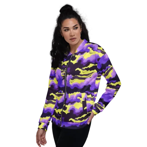 Night Bloom Current on a Bomber Jacket