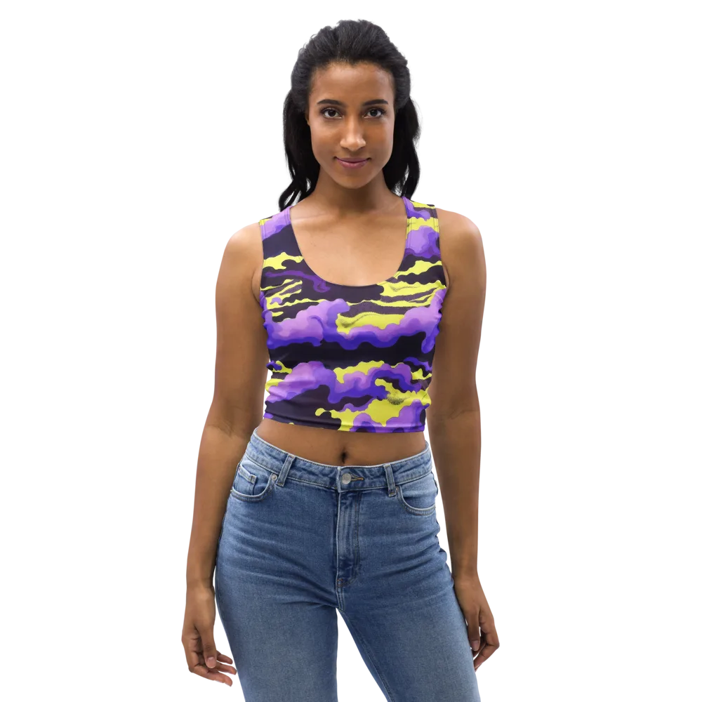 Night Bloom Current on Crop Top — Front