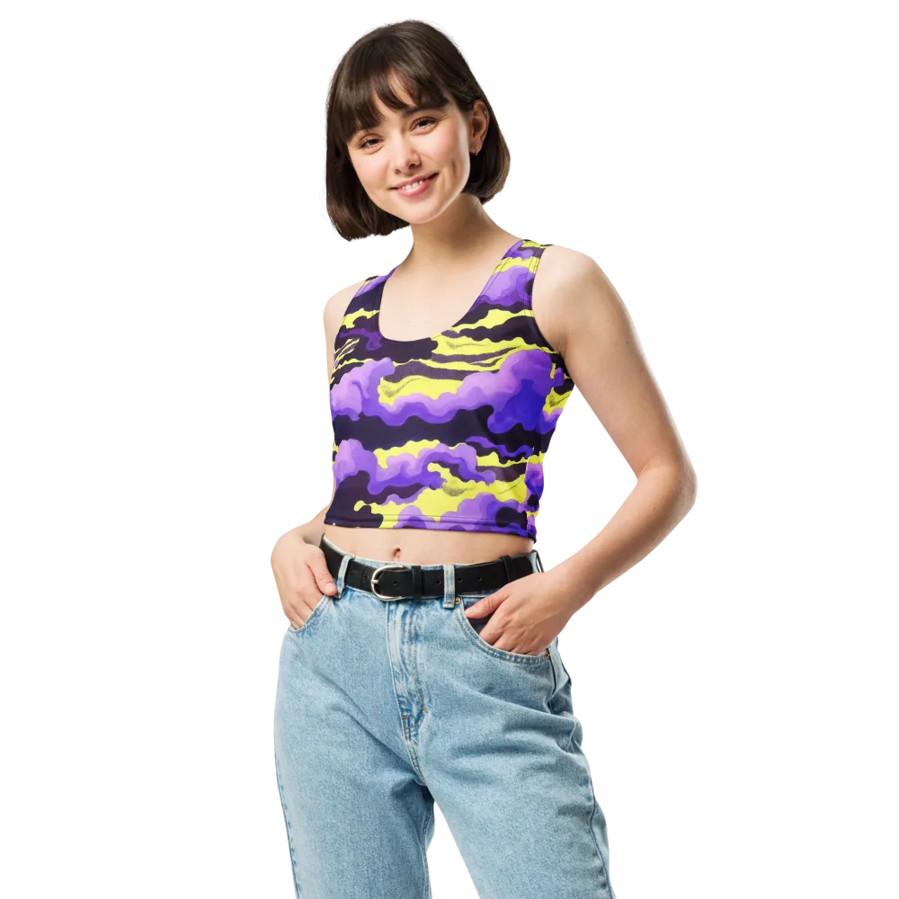 Night Bloom Current on Crop Top — Front