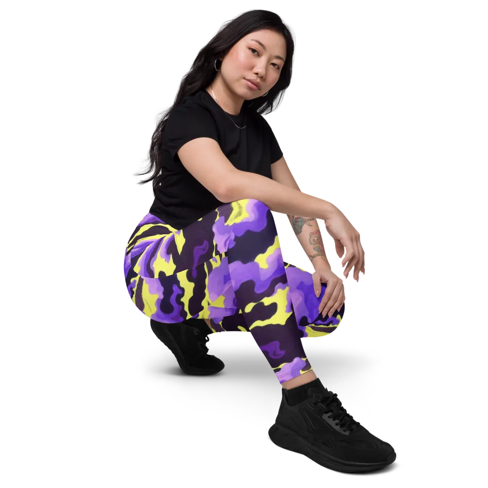 Night Bloom Current on Leggings with Pockets — Right Front