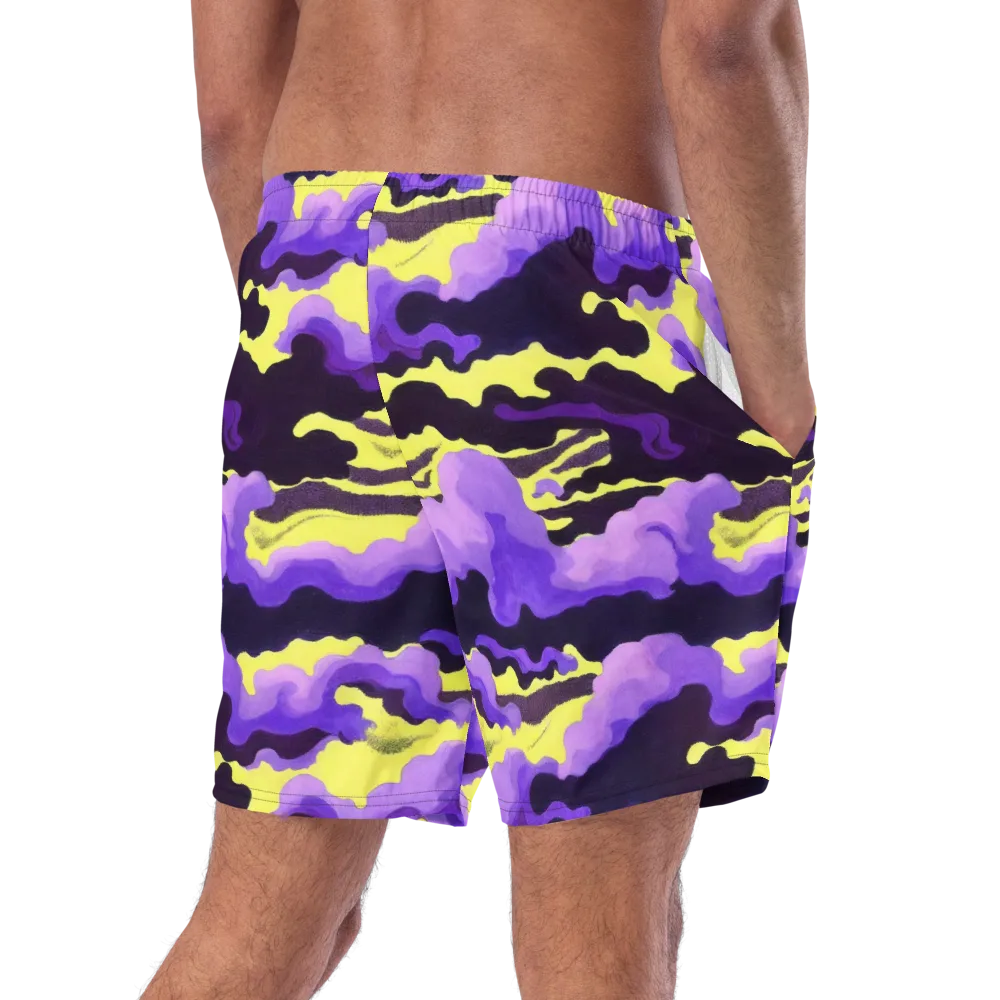 Night Bloom Current on Swim Trunks — Right Back