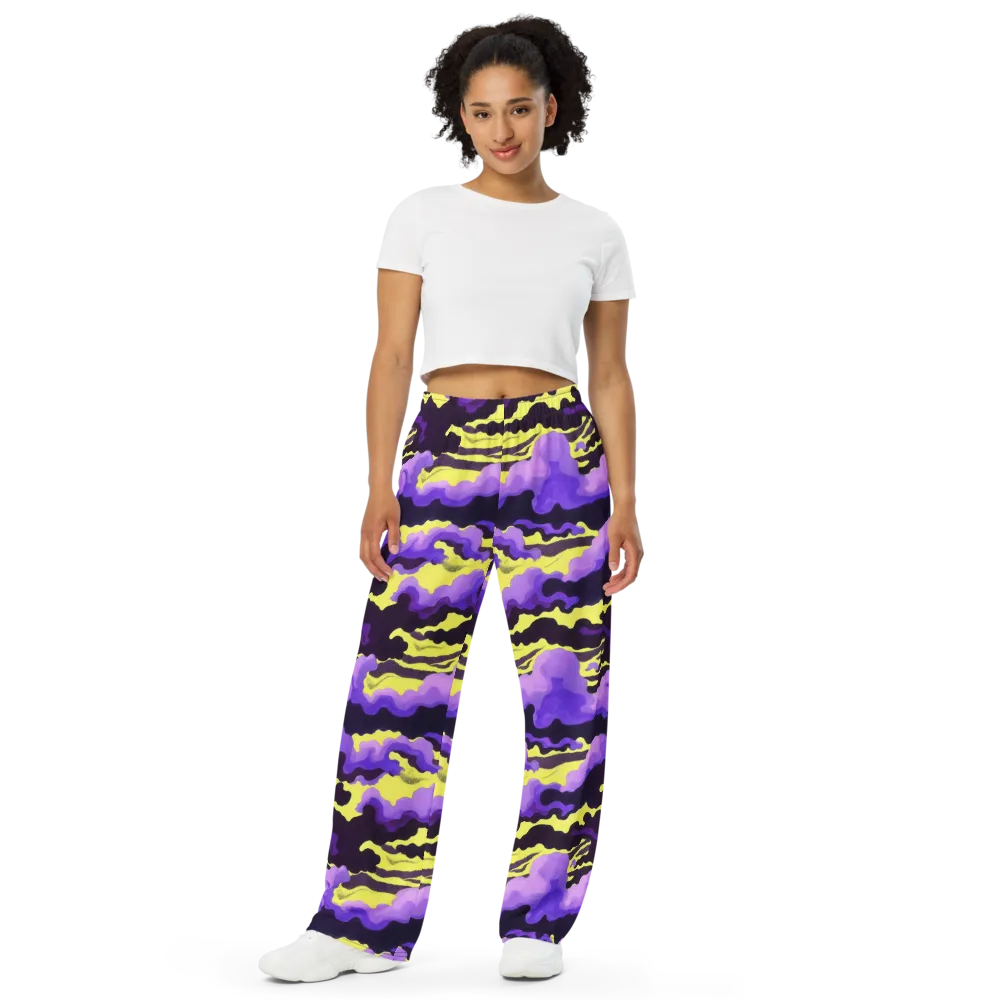 Night Bloom Current on Wide-Leg Pants — Front