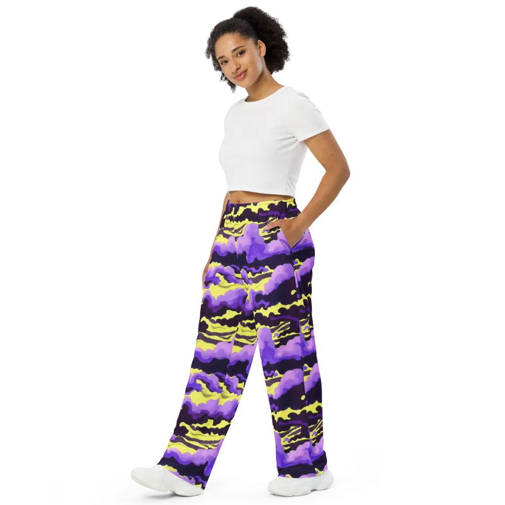 Night Bloom Current on Wide-Leg Pants — Left Front