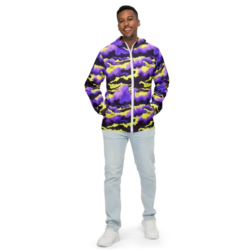 Night Bloom Current on a Men's Windbreaker