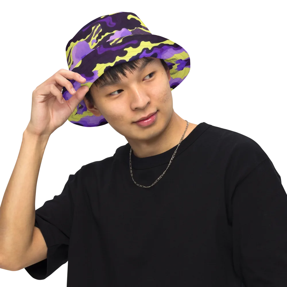 Night Bloom Current on Reversible Bucket Hat — Front Inside