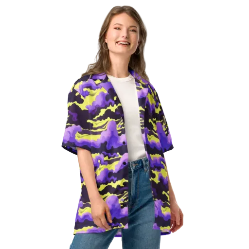 Night Bloom Current on a Button Shirt