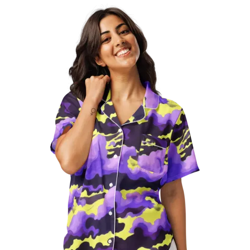 Night Bloom Current on a Women's Short Sleeve Pajama Top