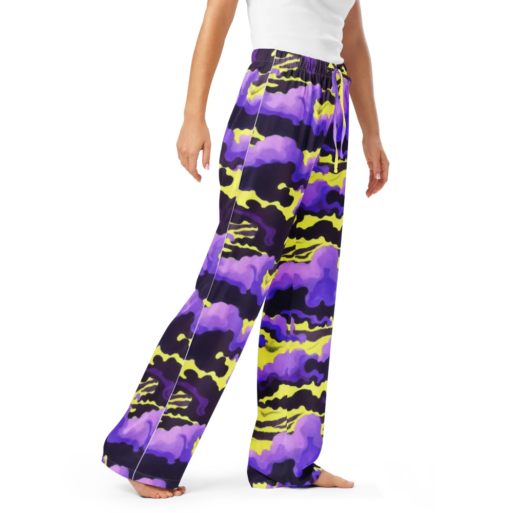 Night Bloom Current on Women's Pajama Pants — Right Front