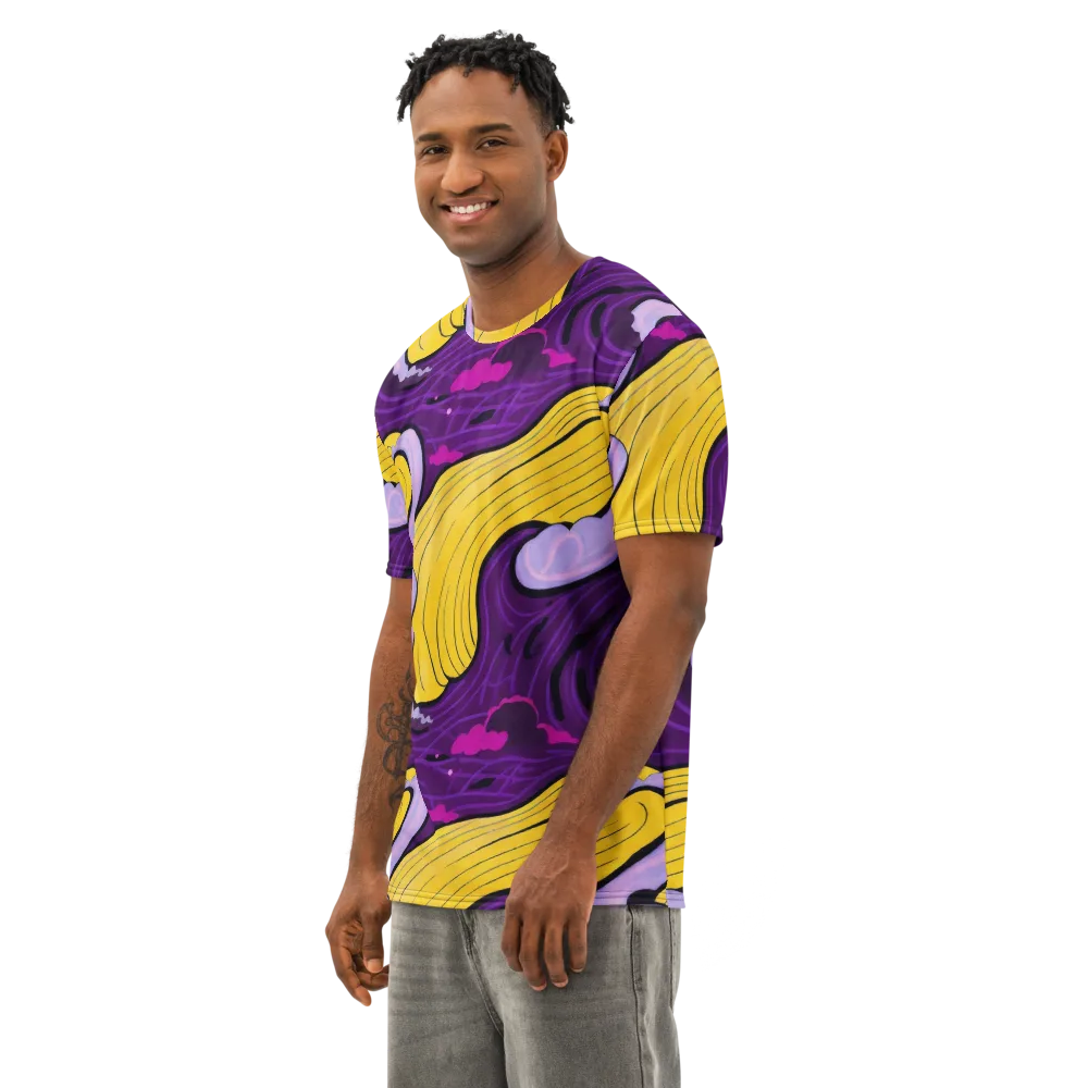 Neon Moonwash on Men's Cotton Crew Neck T-Shirt — Left Front