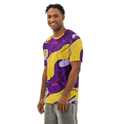 Neon Moonwash on a Men's Cotton Crew Neck T-Shirt