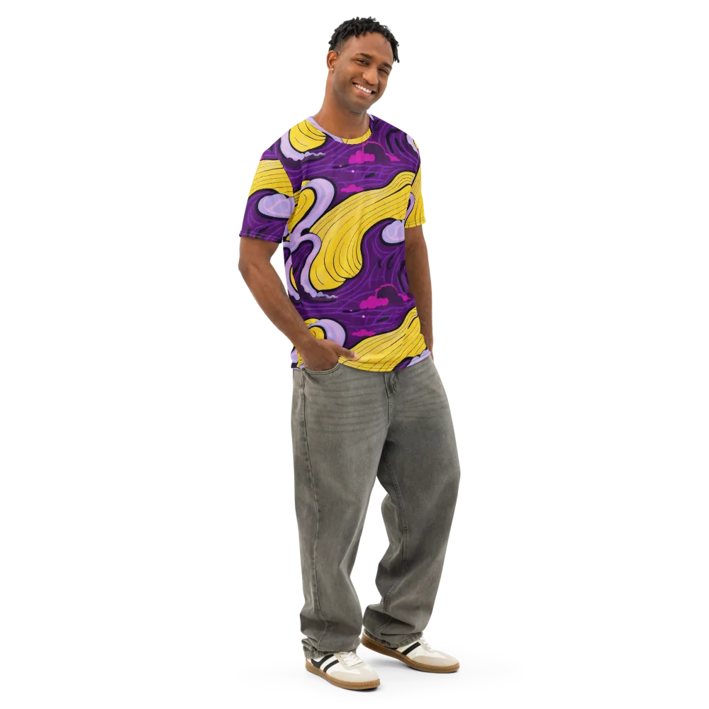 Neon Moonwash on Men's Cotton Crew Neck T-Shirt — Right Front