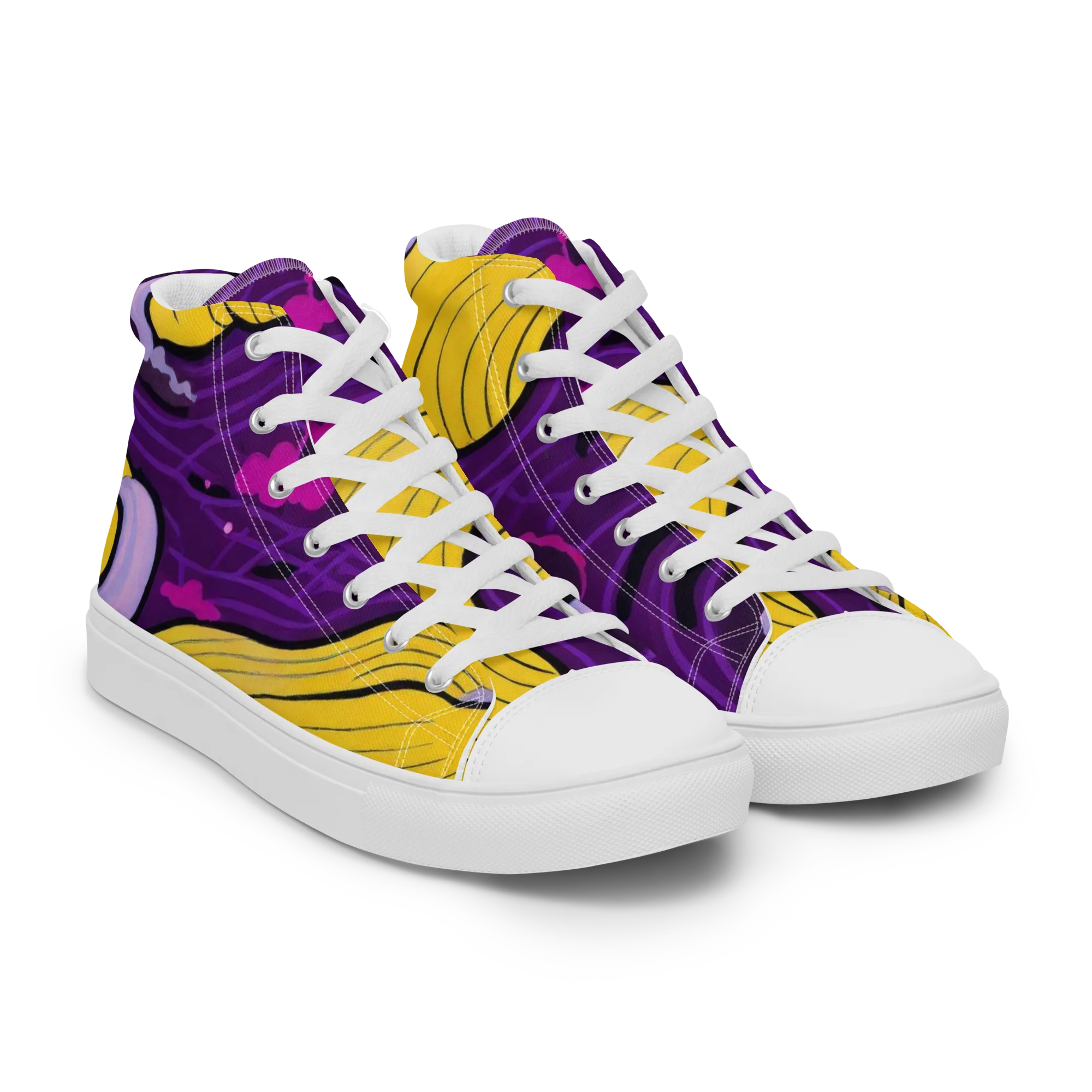 Neon Moonwash on Men's High Top Canvas Shoes — Right Front