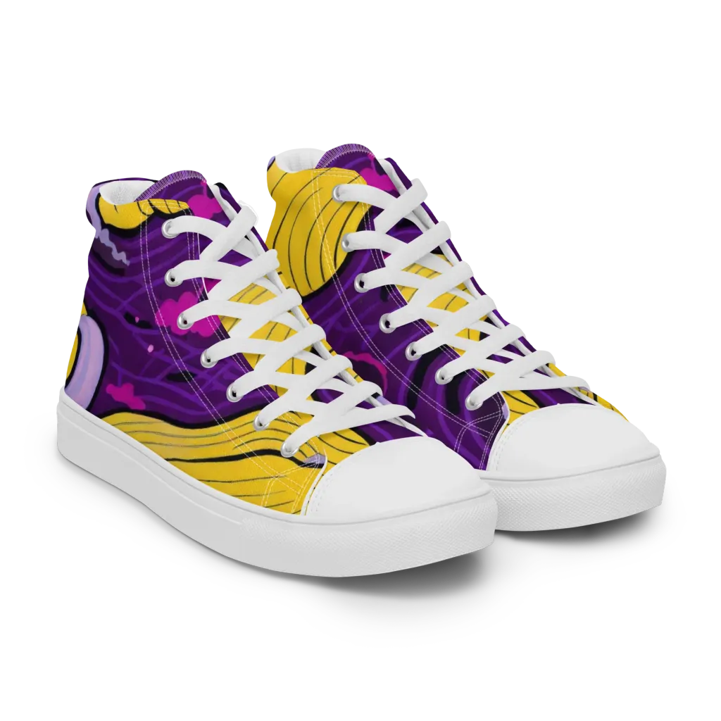 Neon Moonwash on Men's High Top Canvas Shoes — Right Front