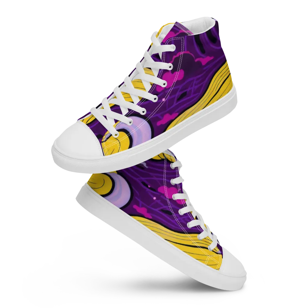 Neon Moonwash on Men's High Top Canvas Shoes — Front