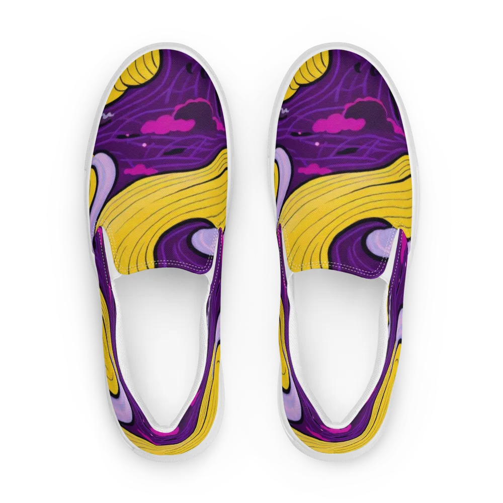 Neon Moonwash on Men's Slip-On Canvas Shoes — Front