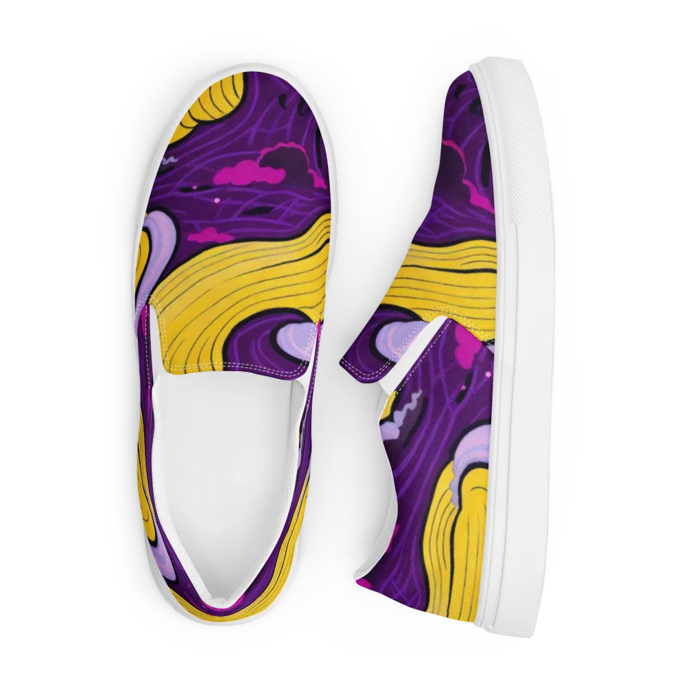 Neon Moonwash on Men's Slip-On Canvas Shoes — Front