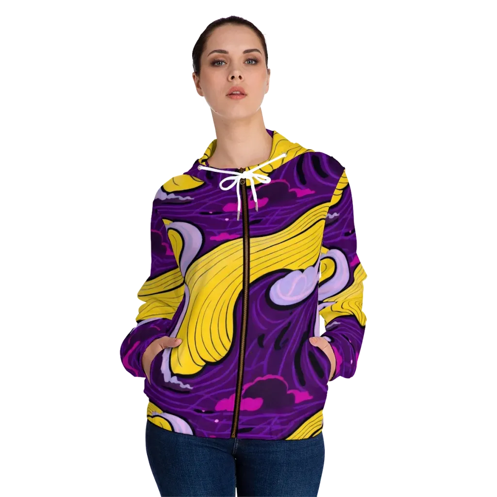 Neon Moonwash on Women's Full-Zip Hoodie — Front On Person