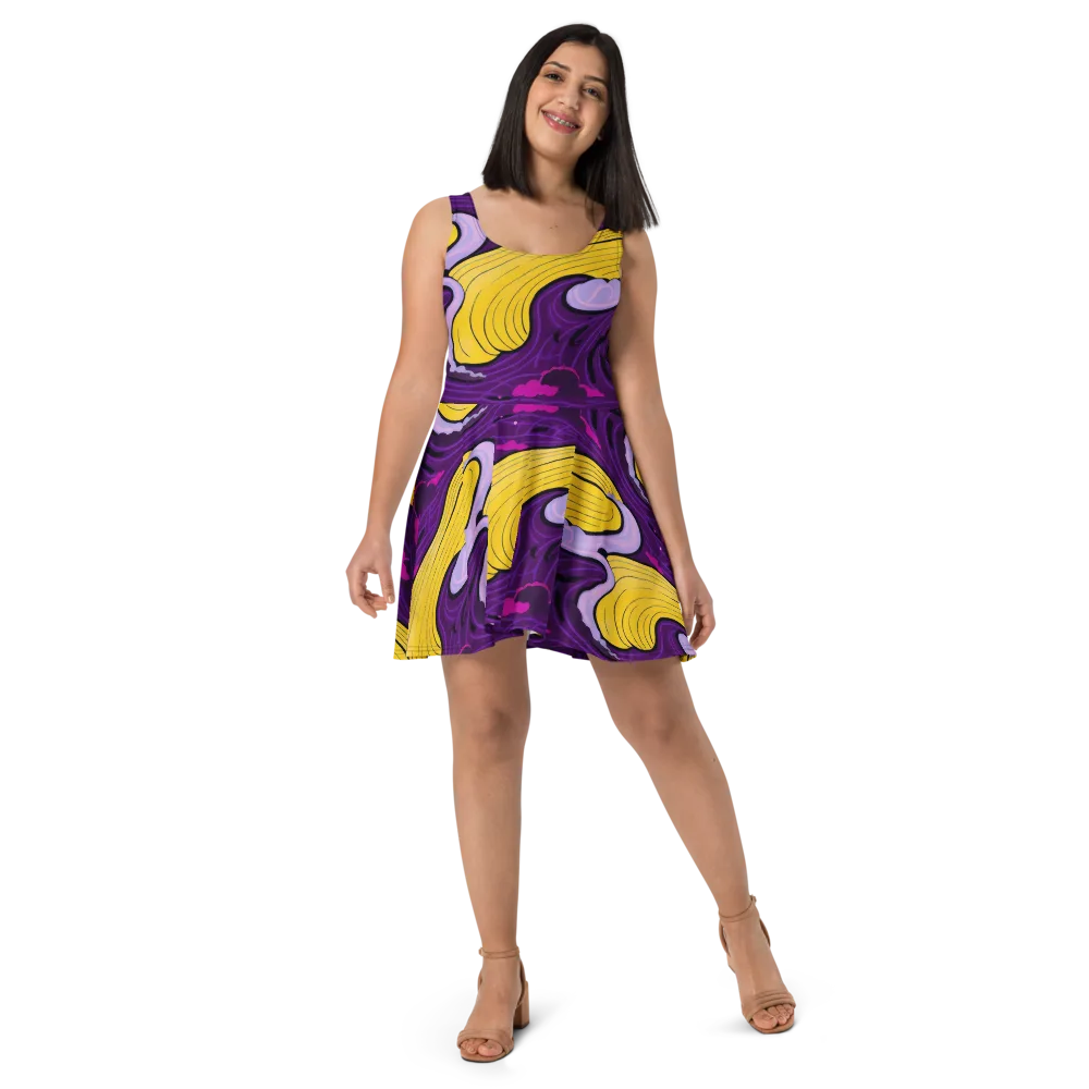 Neon Moonwash on Skater Dress — Front