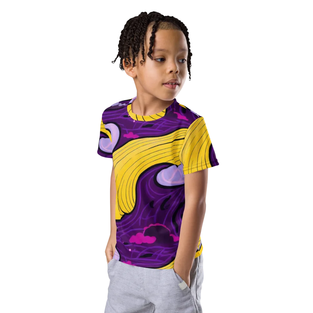 Neon Moonwash on Kids Crew Neck T-Shirt — Left Front