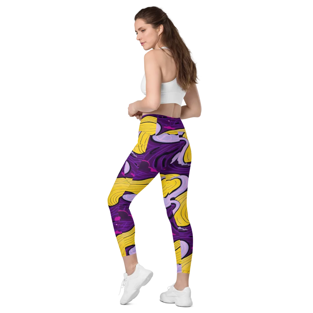 Neon Moonwash on Leggings with Pockets — Left Back