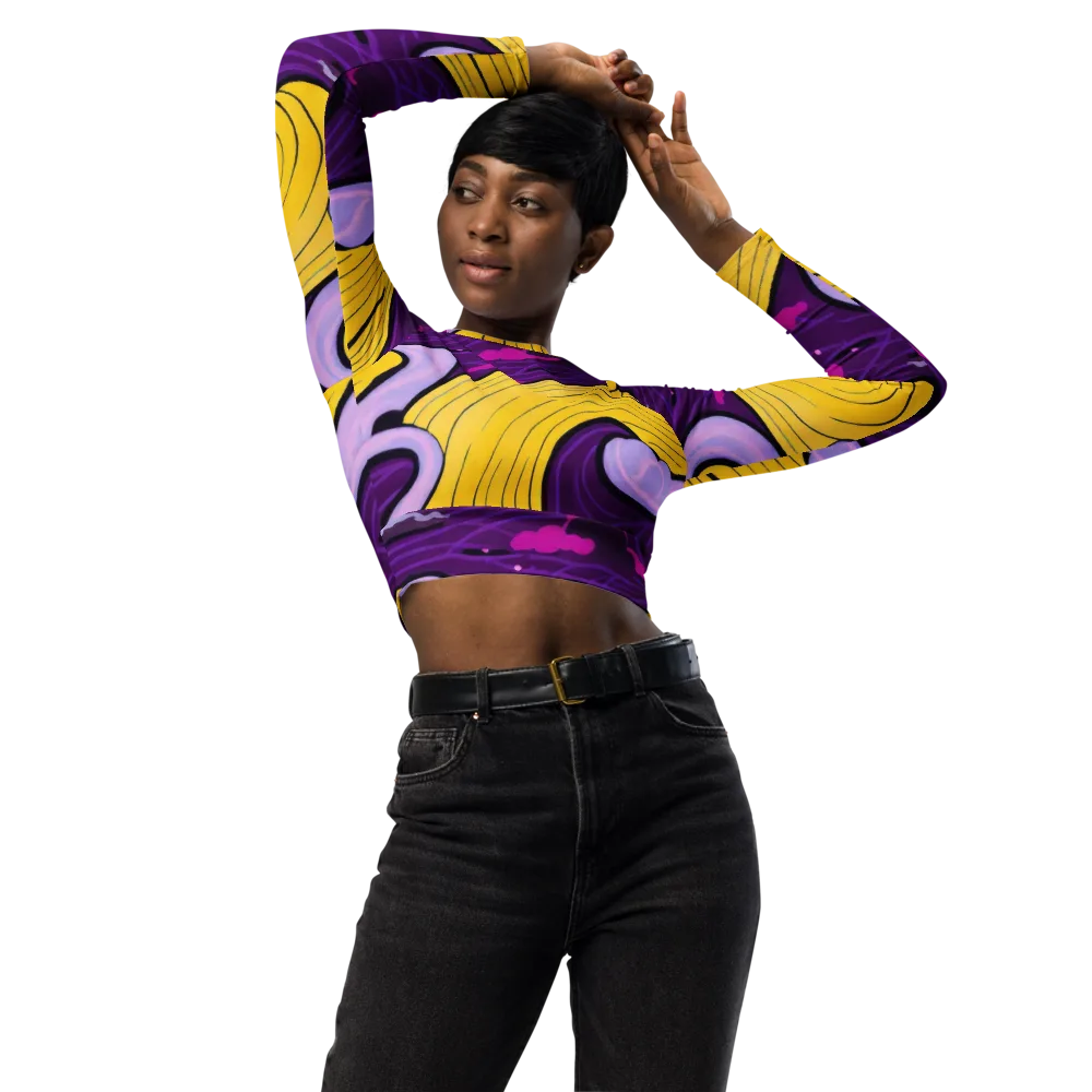 Neon Moonwash on Long Sleeve Crop Top — Front