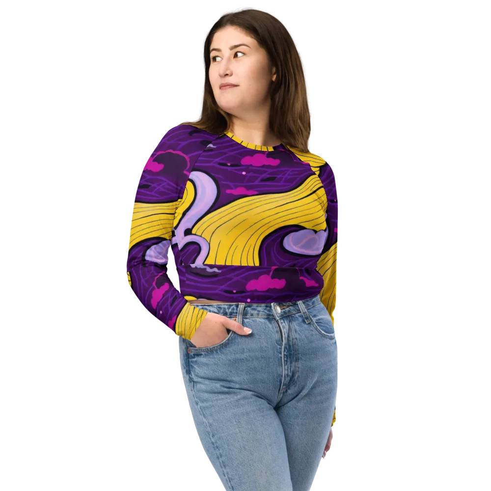 Neon Moonwash on Long Sleeve Crop Top — Front