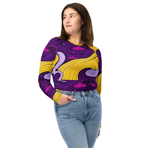 Neon Moonwash on a Long Sleeve Crop Top