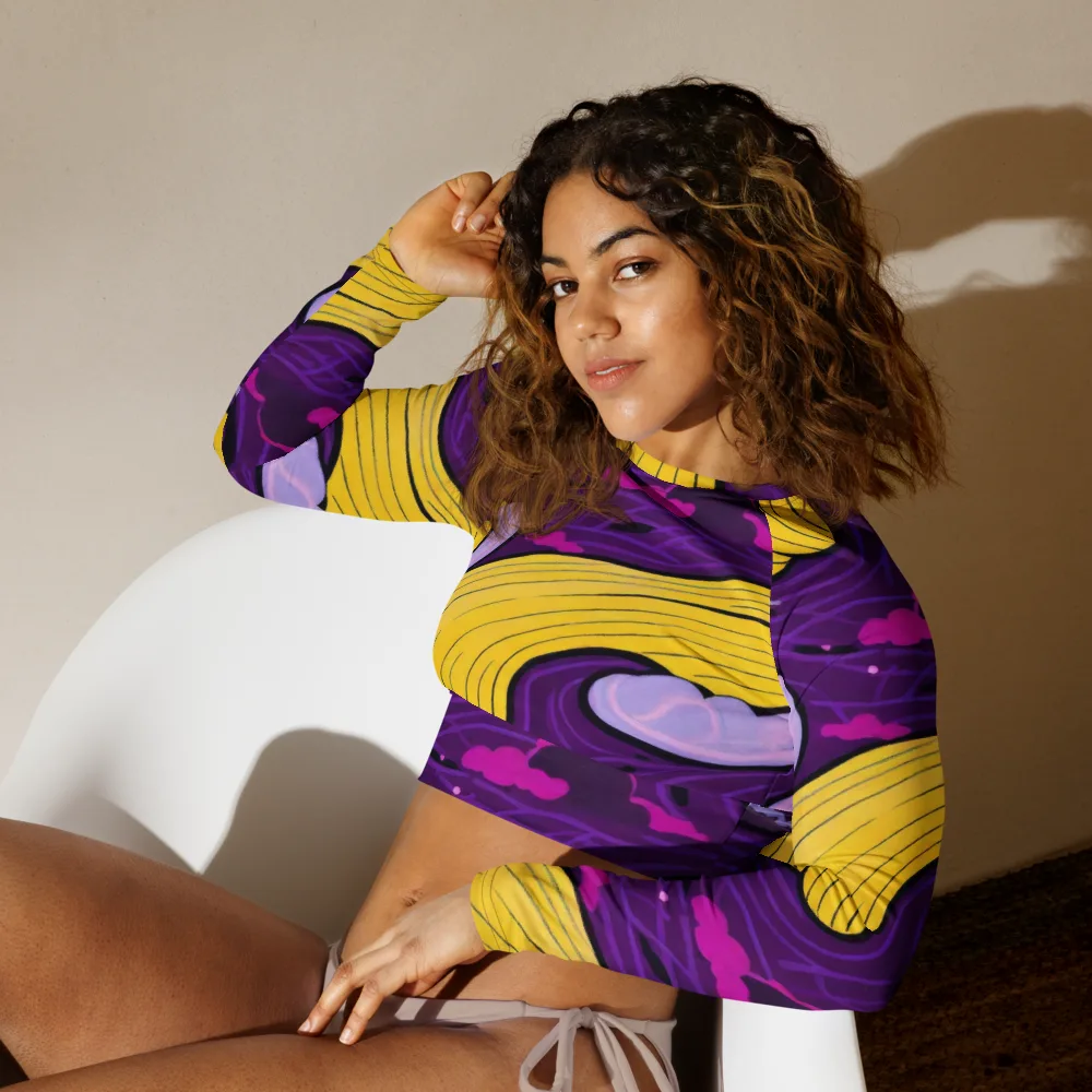 Neon Moonwash on Long Sleeve Crop Top — Left Front