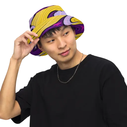 Neon Moonwash on a Reversible Bucket Hat