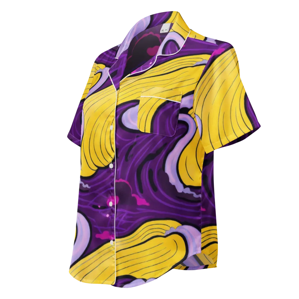 Neon Moonwash on Women's Short Sleeve Pajama Top — Left Front