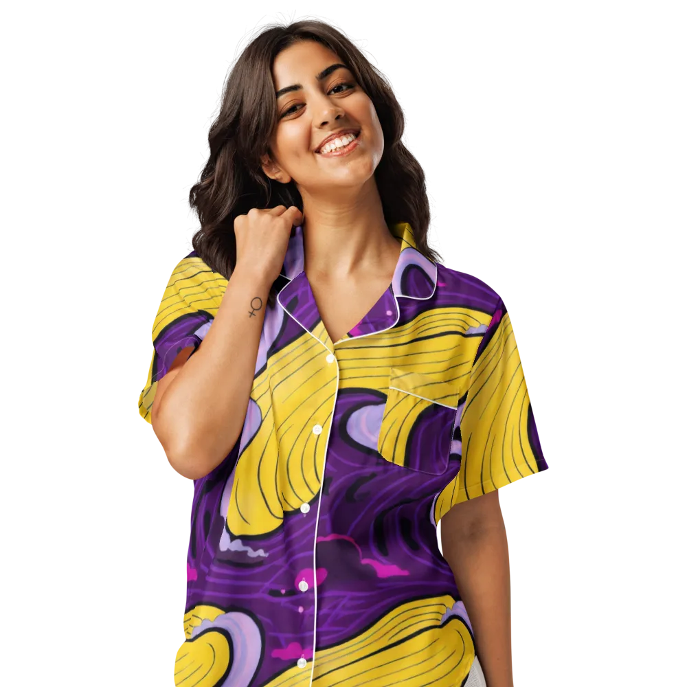 Neon Moonwash on Women's Short Sleeve Pajama Top — Front